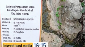 Saluran Retak, Data Panjang Berbeda: Proyek Jalan Rp7,25 Miliar Aceh Timur Disorot Publik